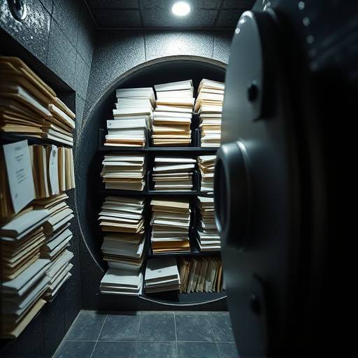 A secure vault filled with documents, symbolizing the long-term preservation of critical financial records.