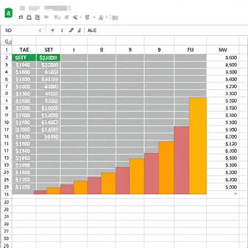 A spreadsheet showing budget allocations with ascending graph symbolizing financial planning.