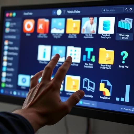 Hands organizing digital files on a computer screen, symbolizing digital financial organization.